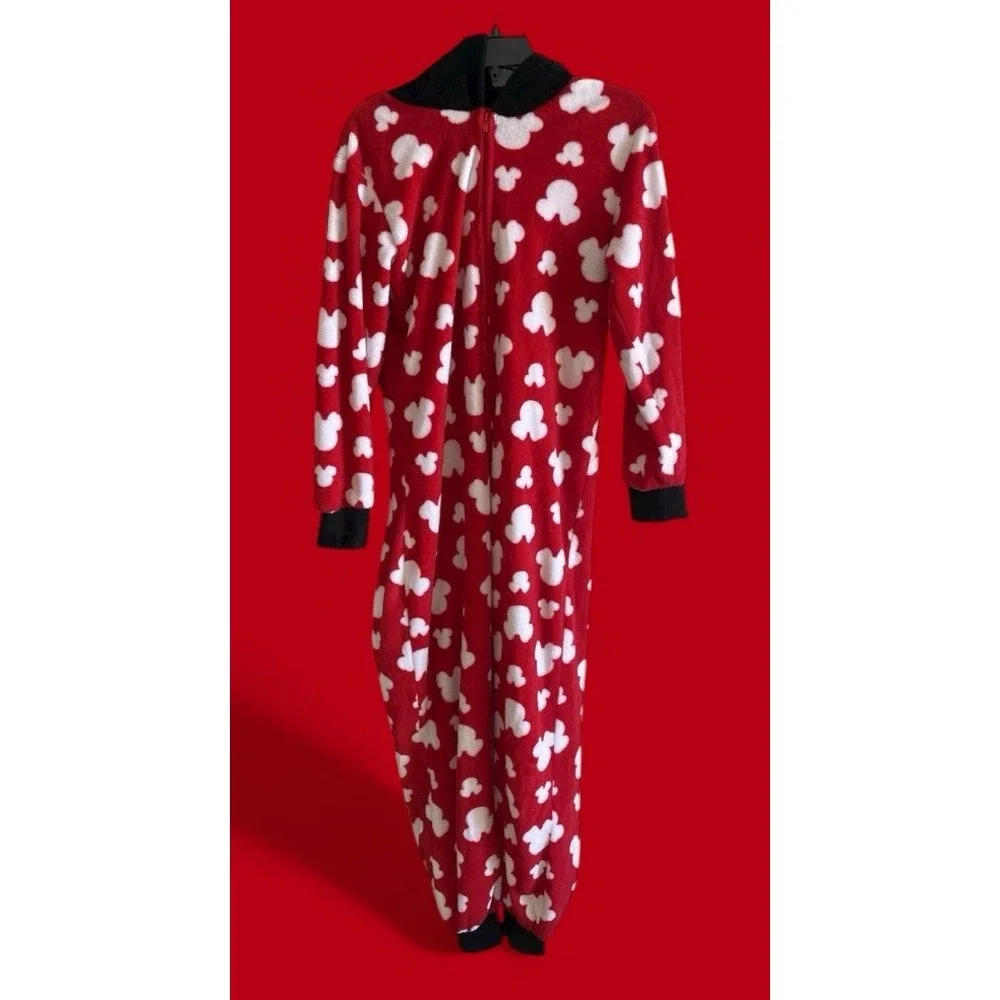 Adult Small Disney‎ Party Park Mickey Minnie Mouse One Piece Pajamas Footed PJ S - Picture 15 of 16